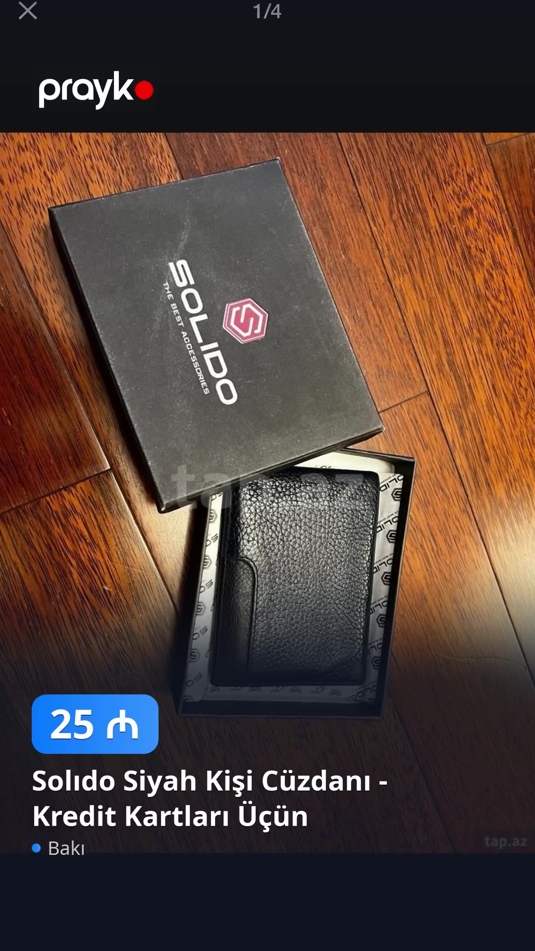 Solıdo Siyah Kişi Cüzdanı - Kredit Kartları Üçün — 25 ₼, Bakı