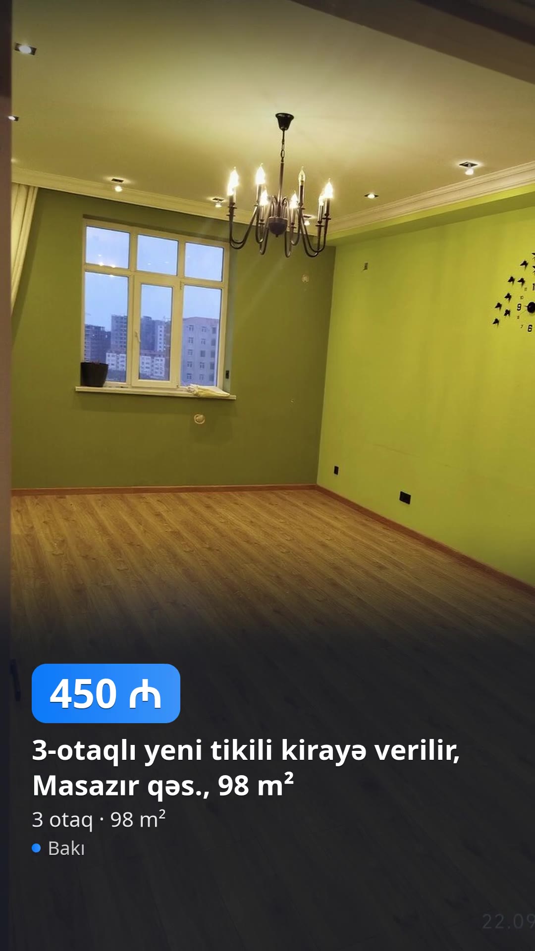 3-otaqlı yeni tikili kirayə verilir, Masazır qəs., 98 m² — 450 ₼, Bakı