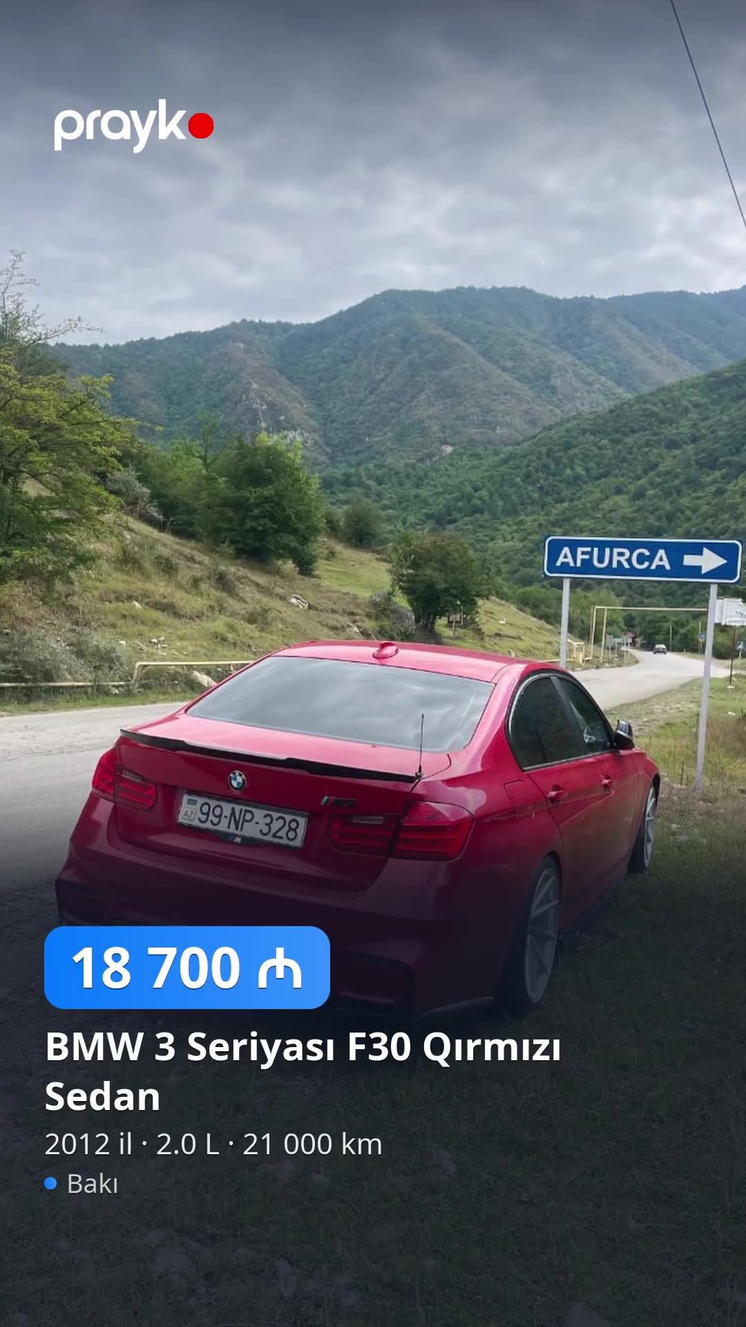 BMW 3 Seriyası F30 Qırmızı Sedan — 18 700 ₼, Bakı