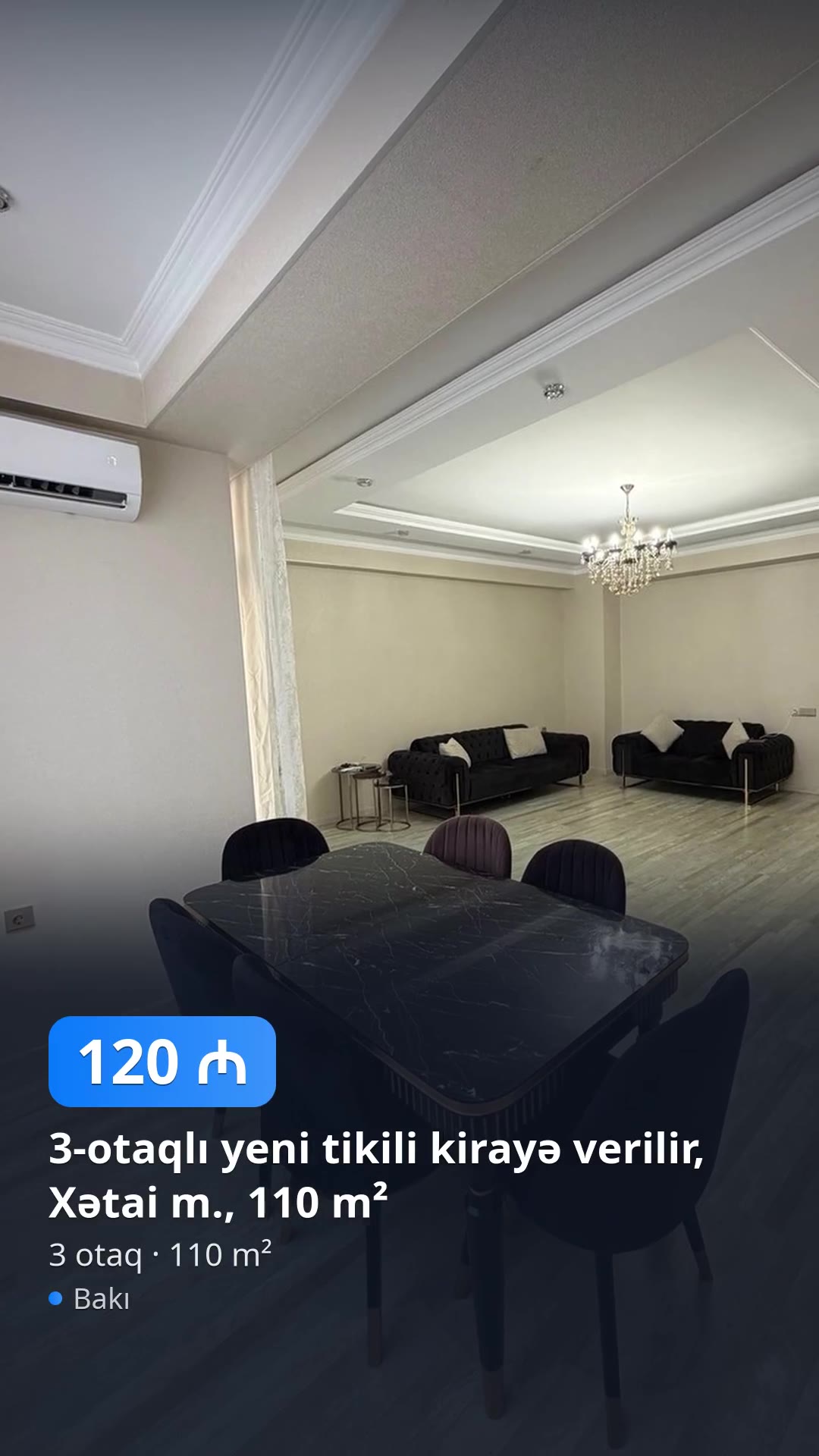 3-otaqlı yeni tikili kirayə verilir, Xətai m., 110 m² — 120 ₼, Bakı