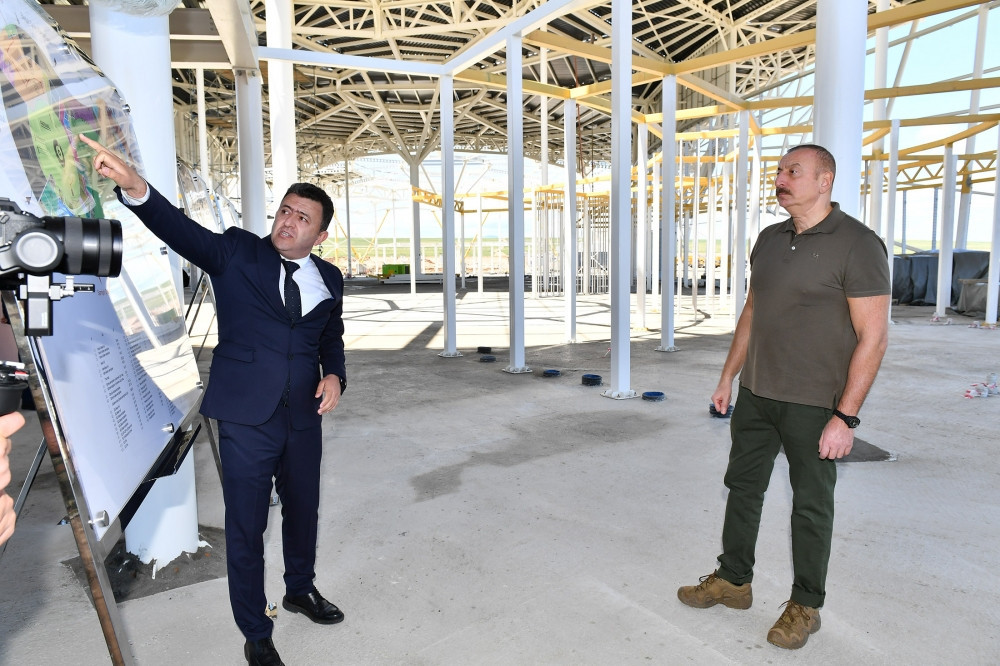 Prezident Zəngilan Beynəlxalq Hava Limanının tikintisi ilə tanış oldu - FOTO