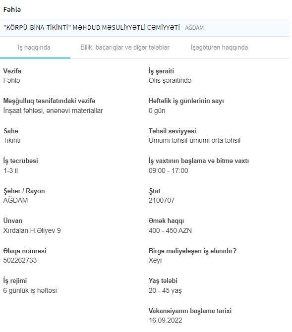 Qarabağda işləmək istəyənlərin nəzərinə! - Maaşlar açıqlandı