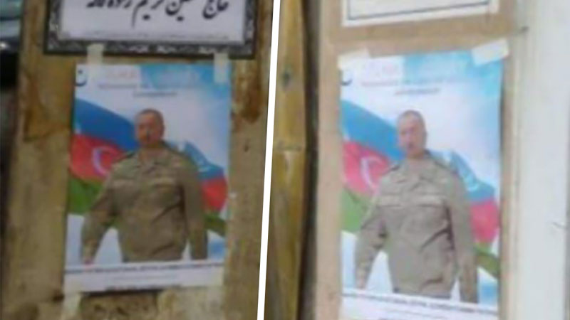 Güney Azərbaycan şəhərlərində İlham Əliyevin şəkilləri (FOTO)