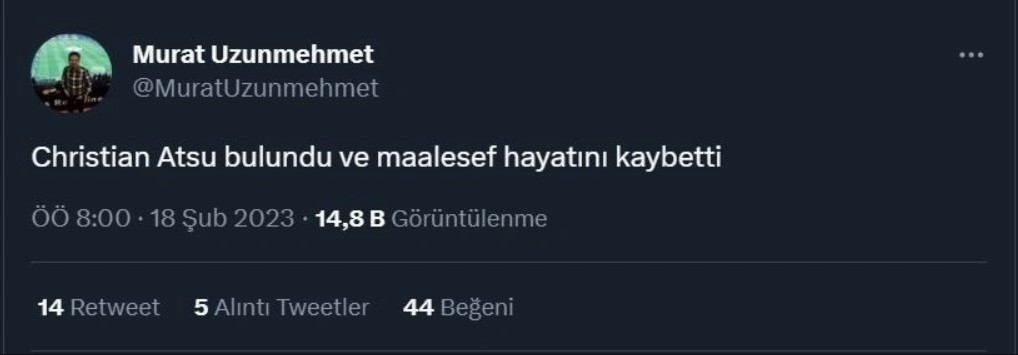 "Çelsi"nin sabiq futbolçusu Türkiyədəki zəlzələdə həlak olub - Cəsədi tapıldı