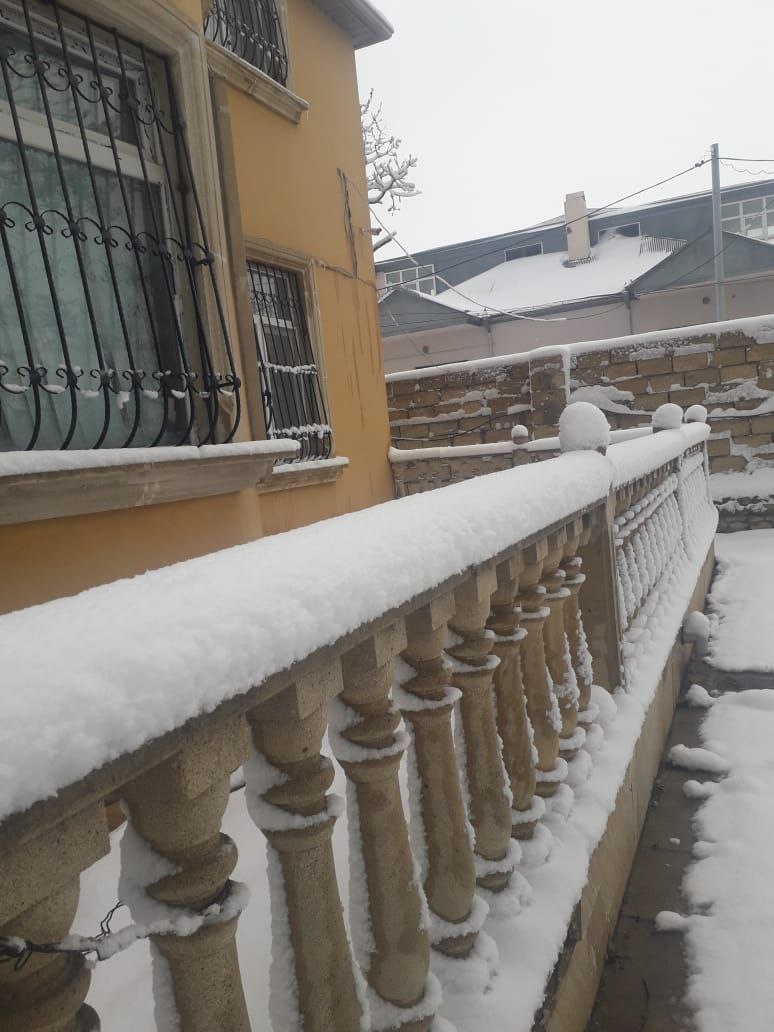 Qubanın Qrız kəndinə 15 sm qar yağıb (FOTO)