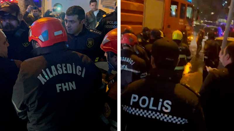 Bakıda baş verən yanğında bir polis əməkdaşı xəsarət aldı