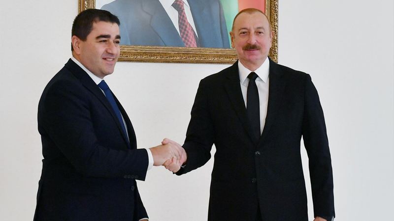 İlham Əliyev Gürcüstan parlamenti sədrini qəbul etdi (FOTOLAR)