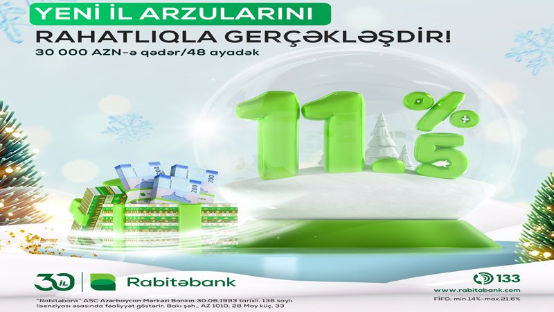 Rabitəbankdan nağd pul krediti üzrə "Yeni il" kampaniyası!