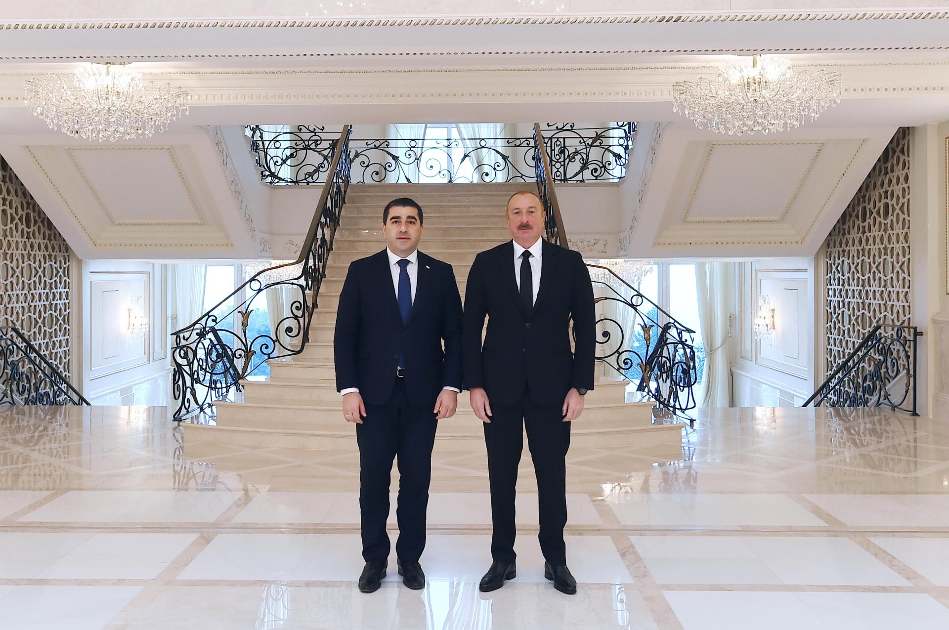İlham Əliyev Gürcüstan parlamenti sədrini qəbul etdi (FOTOLAR)