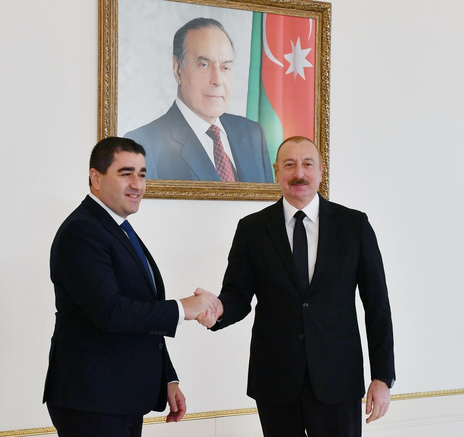 İlham Əliyev Gürcüstan parlamenti sədrini qəbul etdi (FOTOLAR)