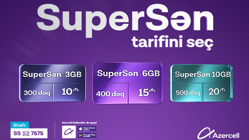 Yeni “SuperSən” tarifində daha çox internet, ölkədaxili zəng və daha çox seçim imkanı!