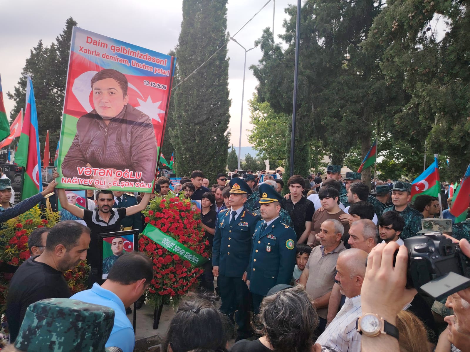 Şəhid sərhədçilərin vida mərasimi (FOTOLAR)
