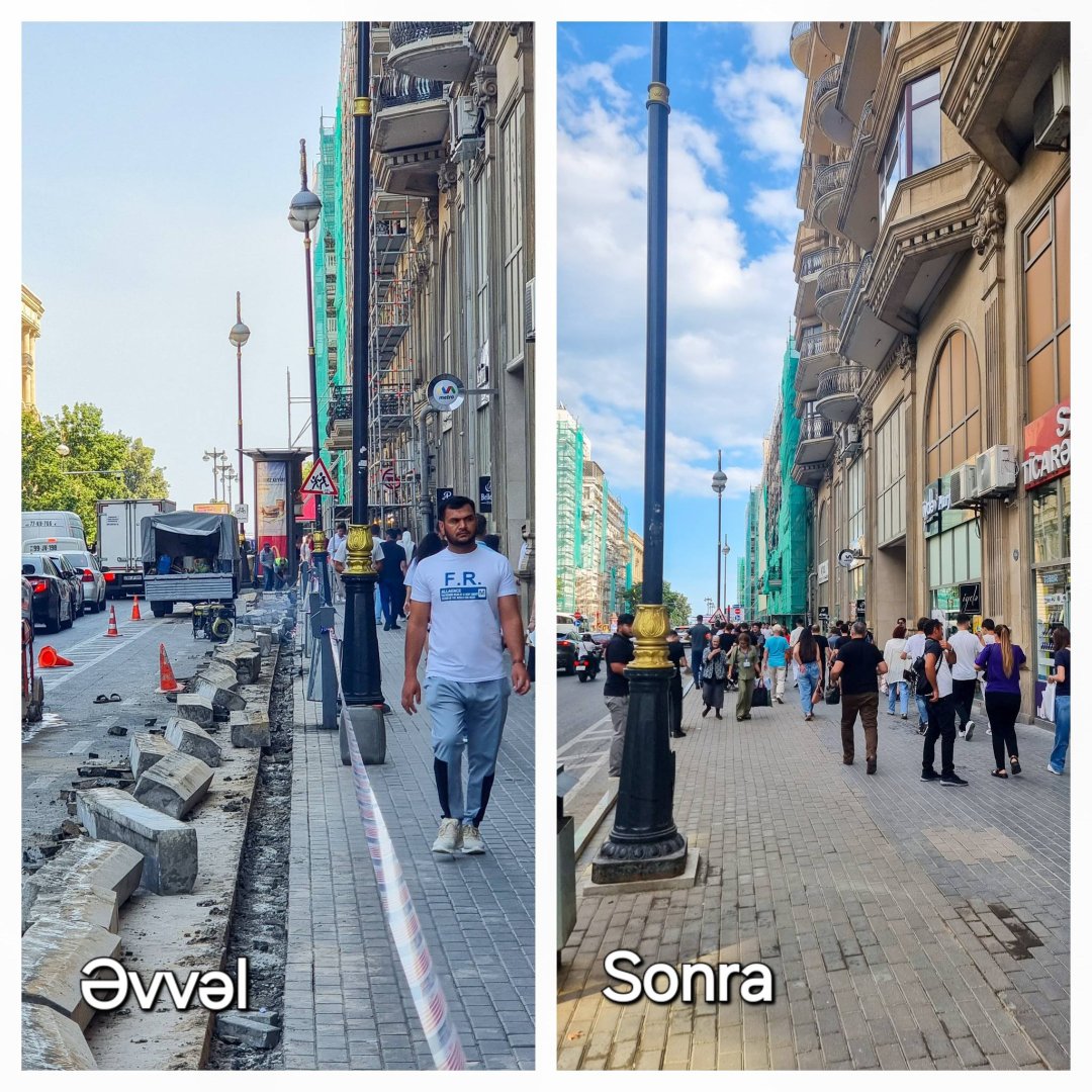 "Sahil" metrostansiyasının önündəki səkilər söküldü (FOTO)