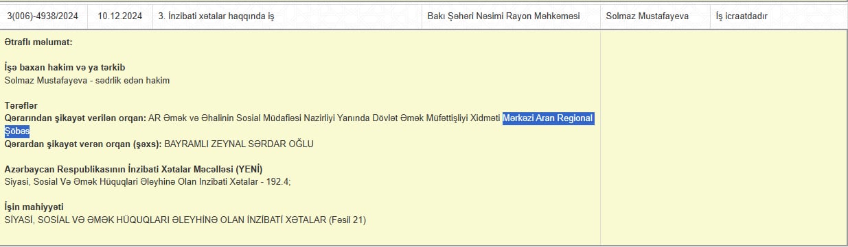 TƏBİB-in rəsmi şəxsi cərimələndi - Məhkəməyə müraciət etdi