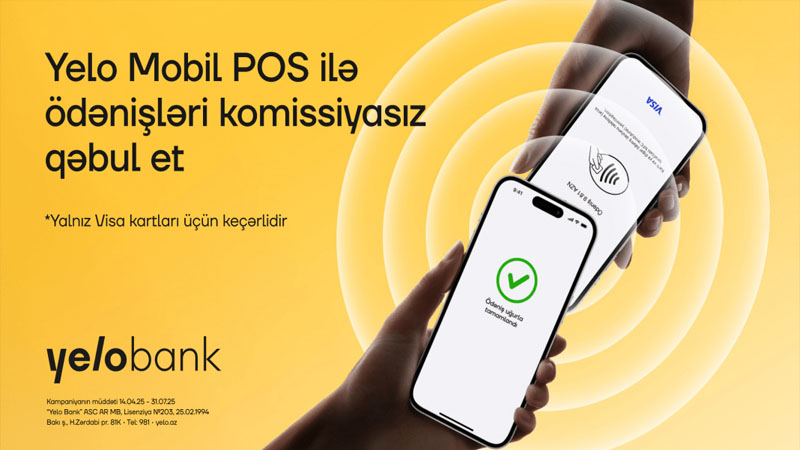 Yelo Mobil POS ilə Visa ödənişlərinə 0% komissiya!