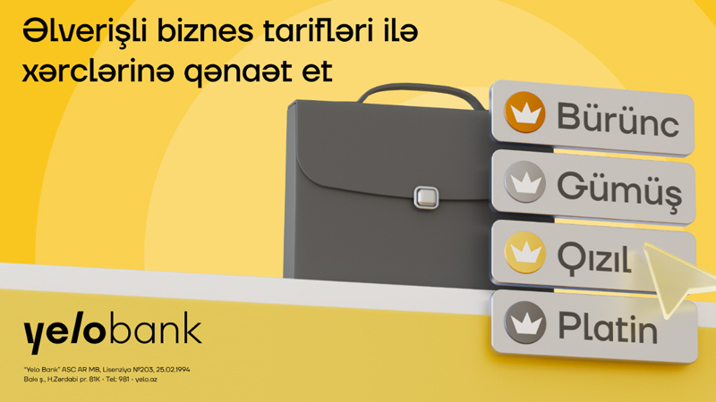 Yelo Bank-dan sahibkarlar üçün sərfəli tarif paketləri