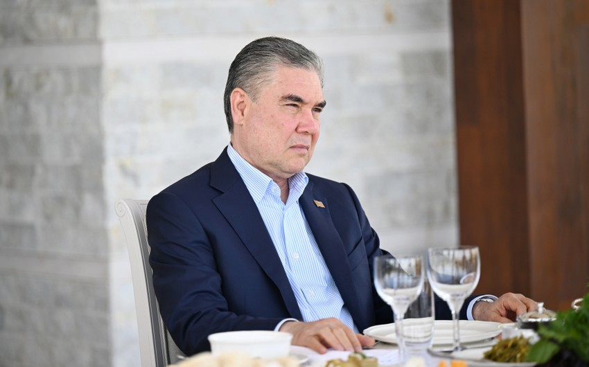 İlham Əliyev və Qurbanqulu Berdiməhəmmədov Şuşada nahar edib (FOTO)