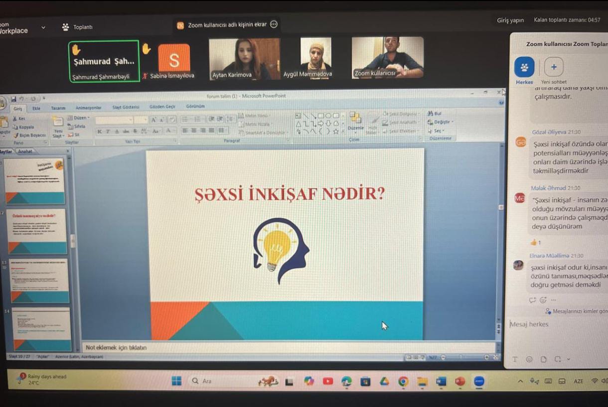 Gənclərin şəxsi inkişafına həsr olunmuş onlayn forum keçirilib