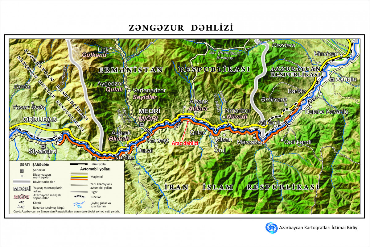 Zəngəzur dəhlizinin xəritəsi hazırlandı