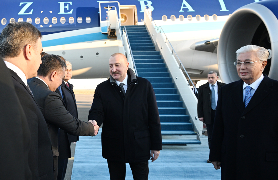İlham Əliyevin Qazaxıstana səfəri başladı (FOTO)