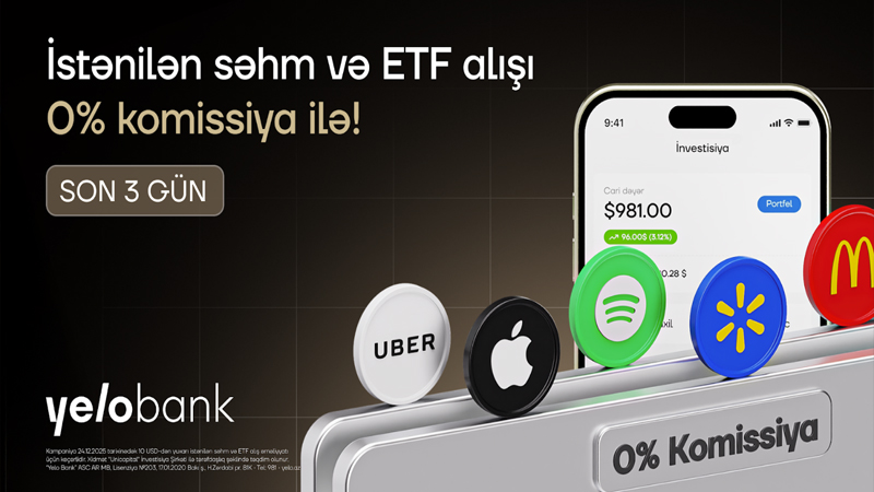 ABŞ səhmlərinə komissiyasız investisiya üçün SON 3 GÜN