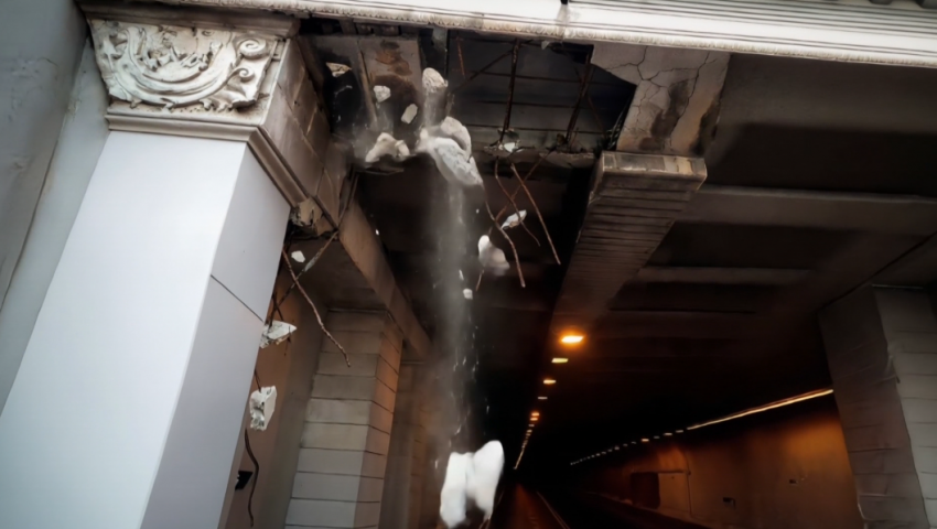 Tuneldən qopan daşlar avtomobilə ziyan vurub (VİDEO)