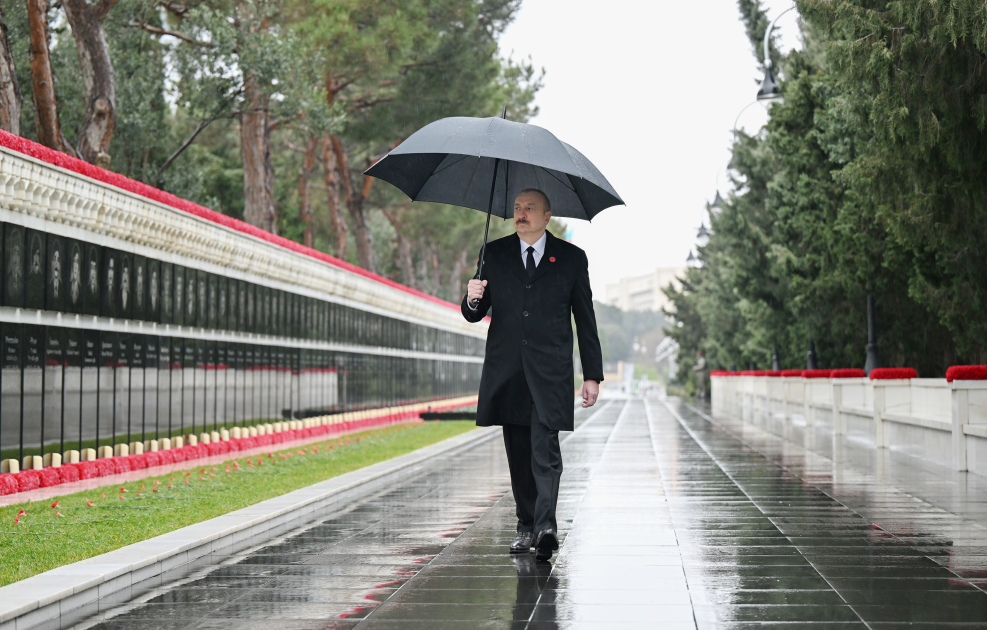 Prezident 20 Yanvar şəhidlərinin xatirəsini yad etdi (FOTO)