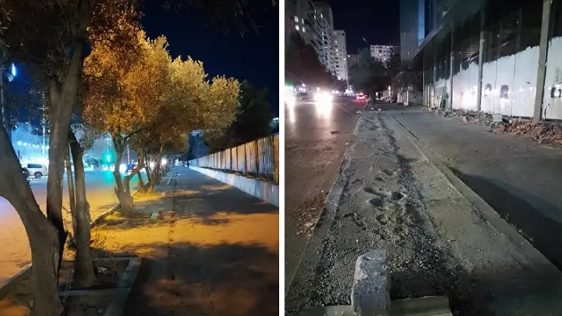 Xırdalanda ağacları kəsib, yerini sürətlə betonlayırlar (FOTO)