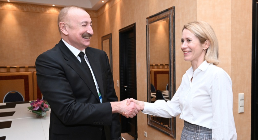 Azərbaycan Prezidenti Kaya Kallasla görüşdü (FOTO)