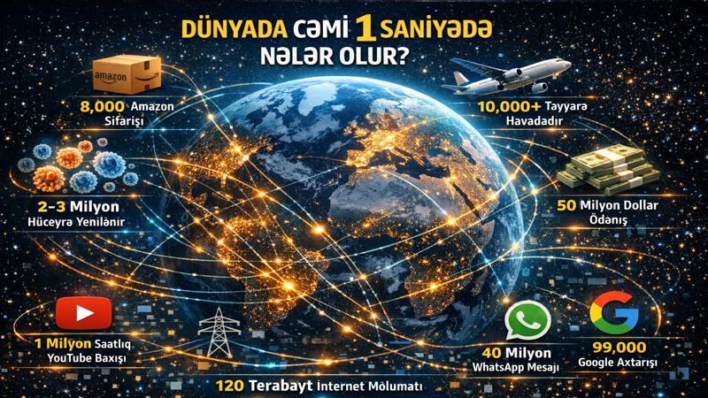 Dünyada cəmi 1 saniyədə nələr baş verir? - Rəqəmlər ağlasığmazdır