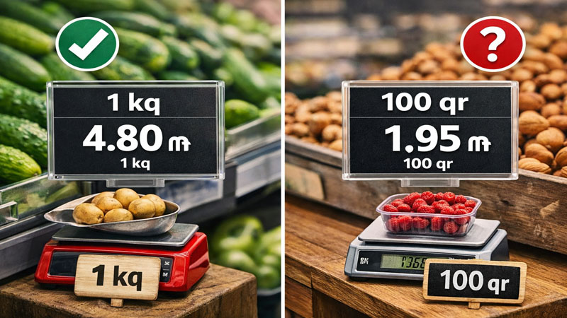Marketlərin reklam siyasəti: 1 kq-a, yoxsa 100 qrama qiymət təyin etmək doğrudur?