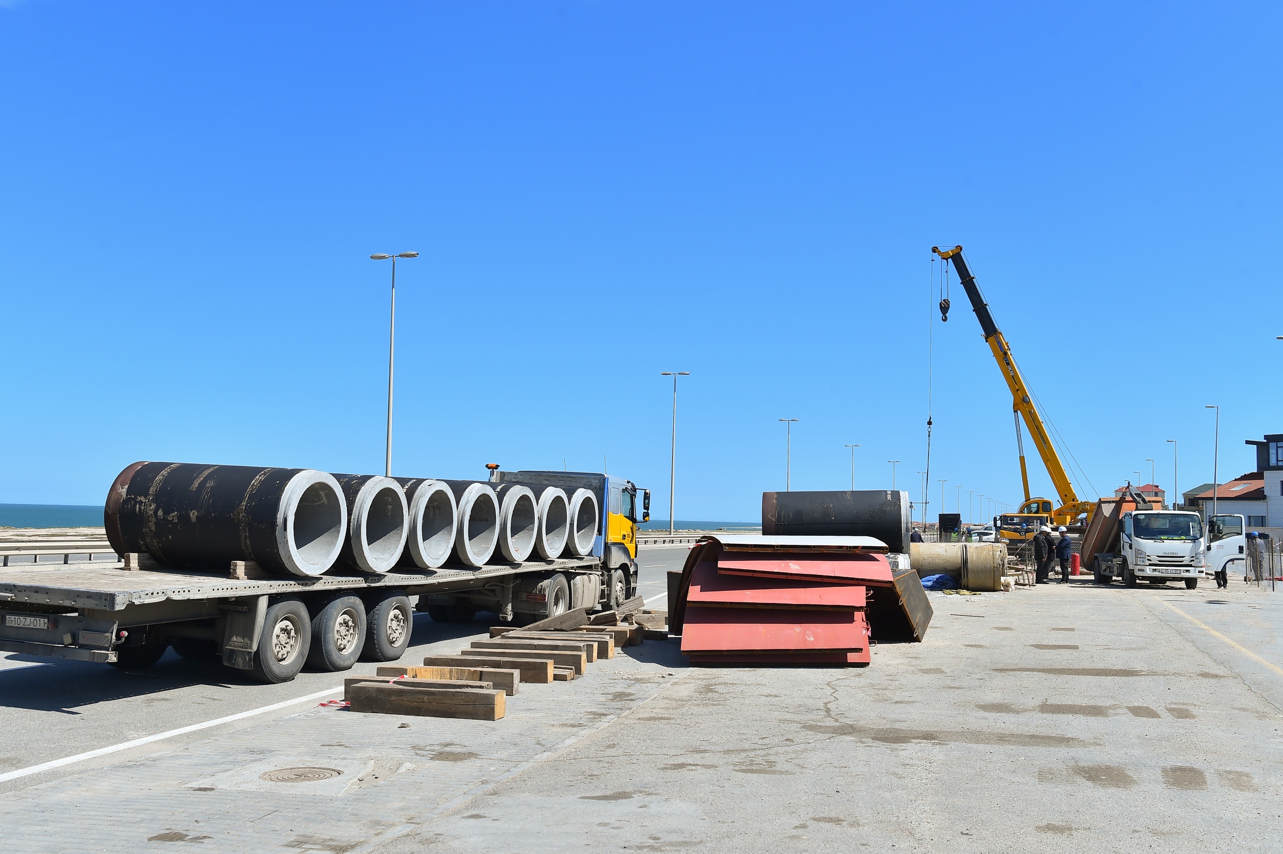 Pirşağı hövzəsi üzrə kanalizasiya kollektorları və tullantı sutəmizləyici qurğu tikilir (FOTO/VİDEO)