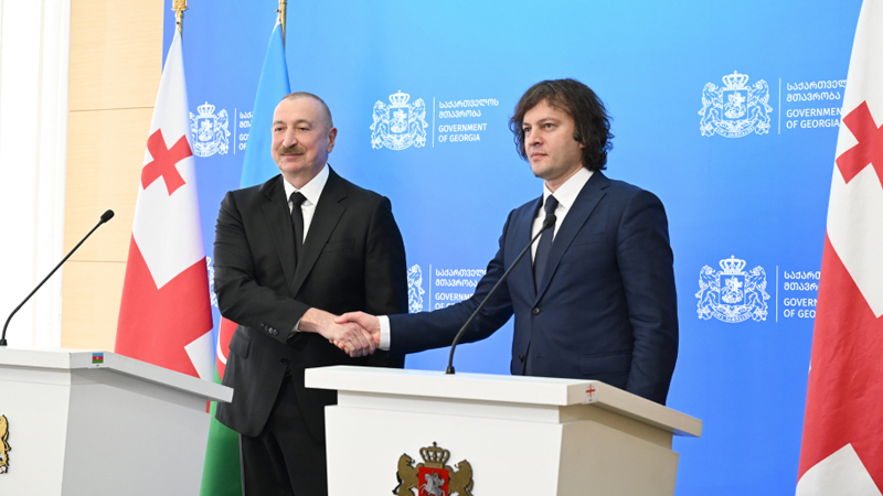 İlham Əliyev və İrakli Kobaxidze mətbuata bəyanatlarla çıxış etdi (YENİLƏNİB)