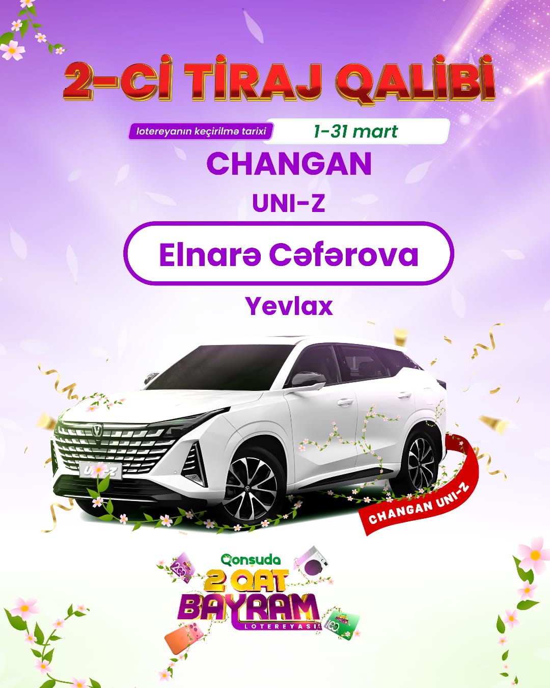 Yevlaxlı müştəri Changan UNI-Z qazandı (FOTO/VİDEO)