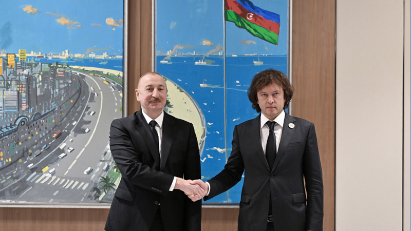 İlham Əliyev İrakli Kobaxidze ilə görüşdü (FOTO)