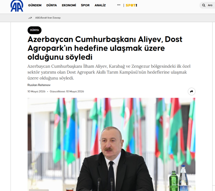 Dünya mediası İlham Əliyevin Zəngilanda çıxışı zamanı verdiyi mesajlardan yazır
