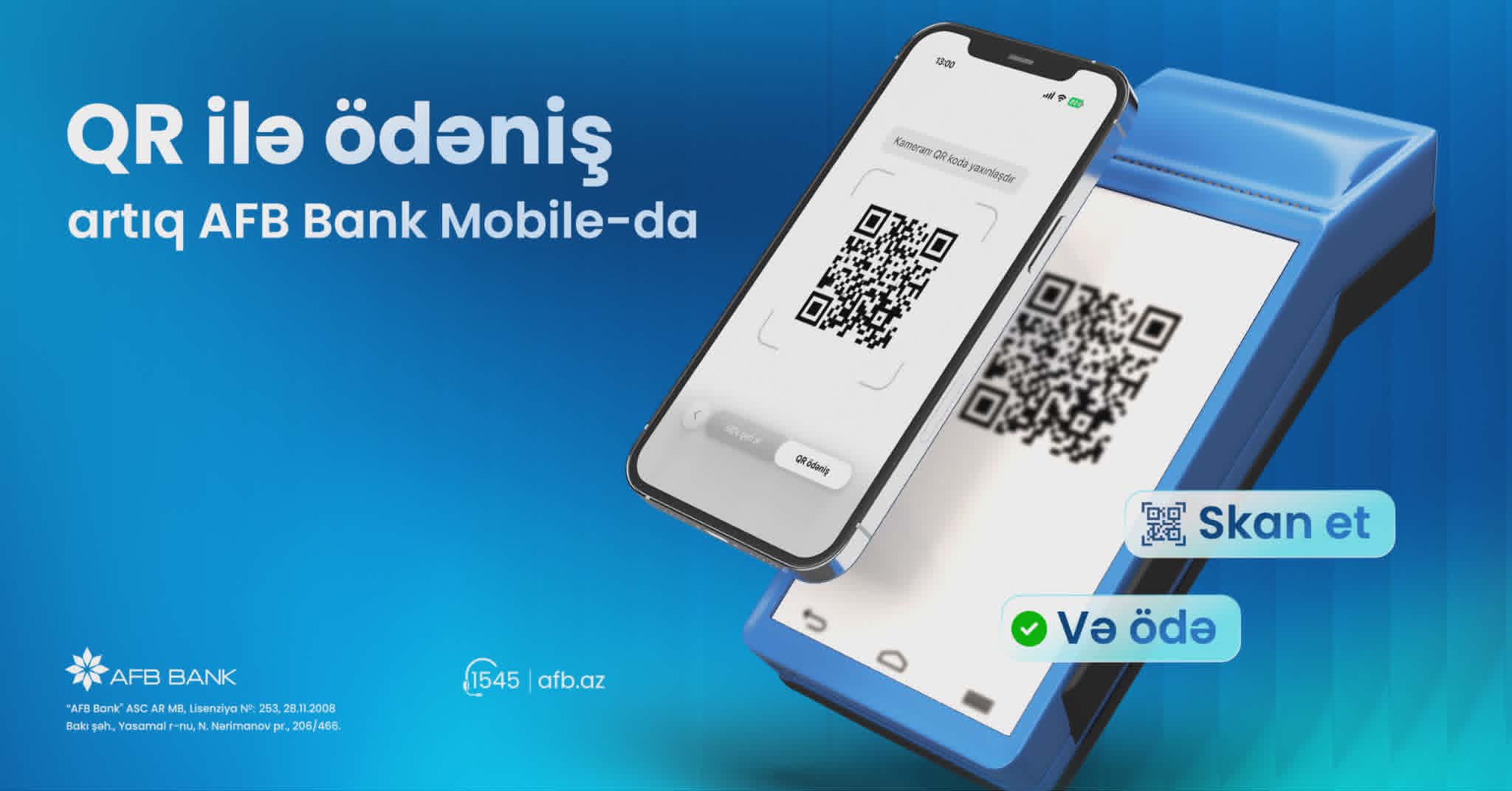 AFB Bank-da QR kod ilə ödəniş imkanı istifadəyə verildi