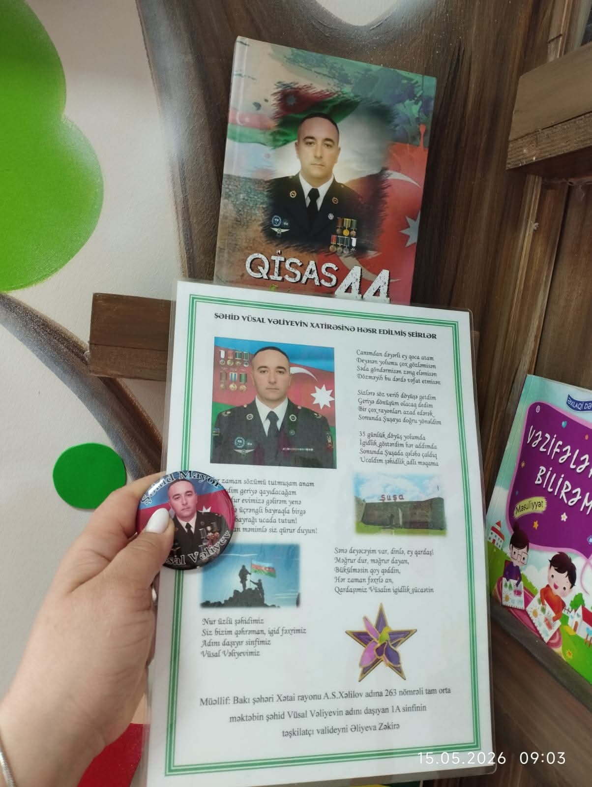 Şəhid mayor Vüsal Vəliyevin xatirəsi məktəbdə ehtiramla anıldı (FOTO)