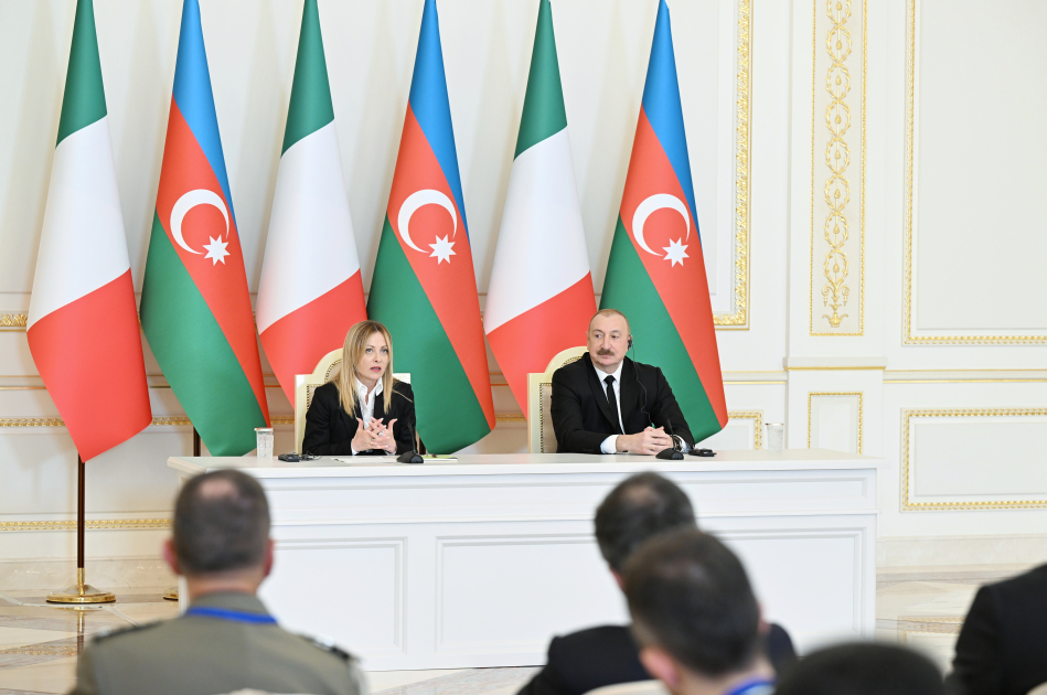 İlham Əliyev və Corcia Meloni mətbuata bəyanatlarla çıxış etdi (YENİLƏNİB)