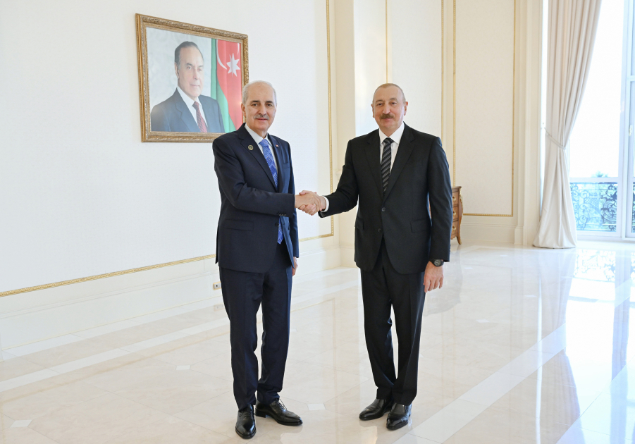 Prezident TBMM sədrinin rəhbərlik etdiyi nümayəndə heyətini qəbul etdi (FOTO)