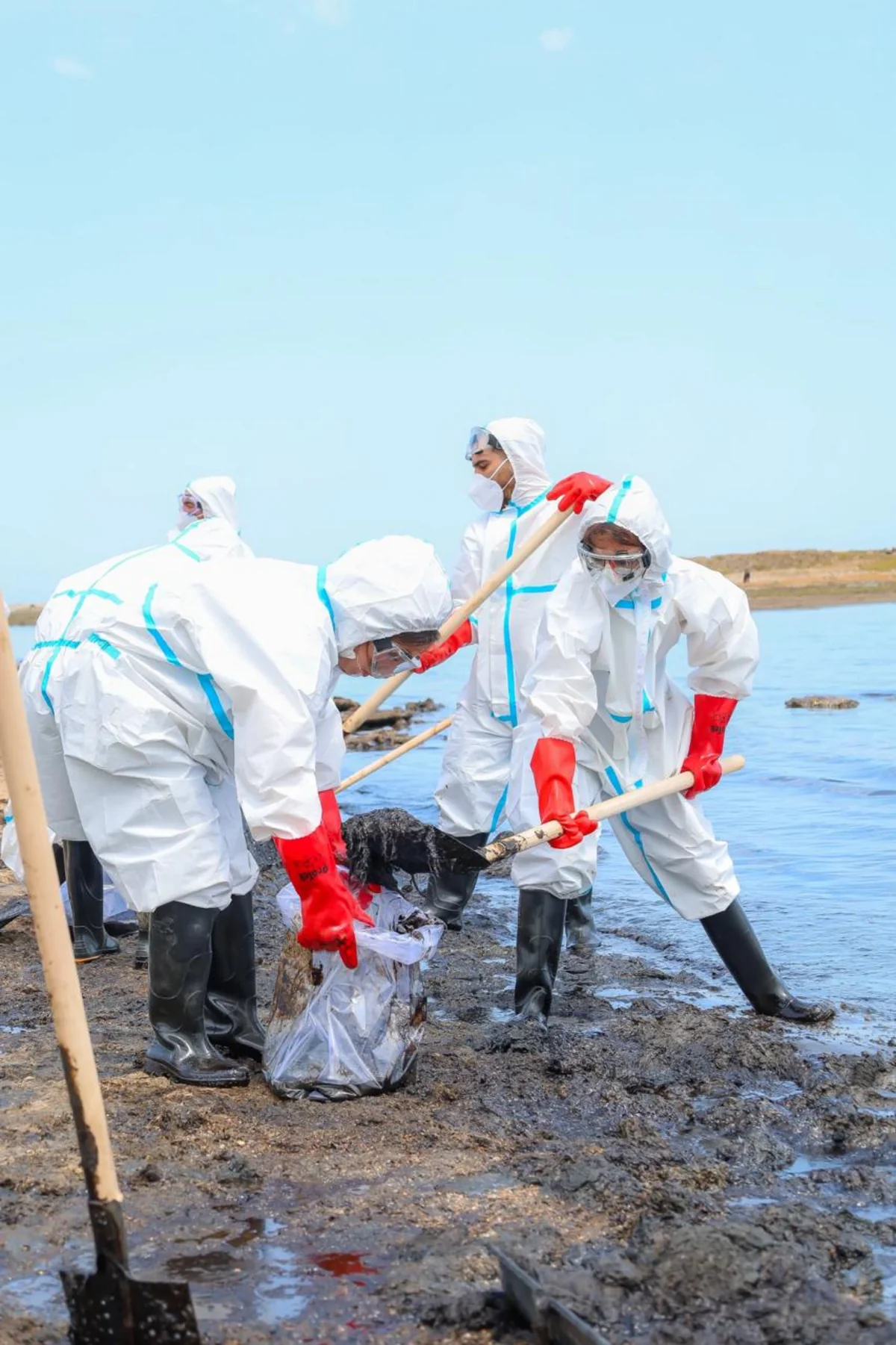 Leyla Əliyevanın təşəbbüsü ilə Xəzər sahilinin neft tullantılarından təmizlənməsi davam etdirilir (FOTO)