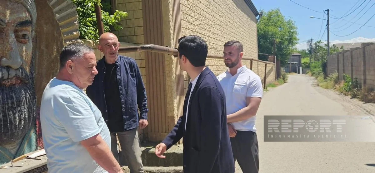Nizaminin vandalizmə məruz qalan büstü bərpa olunur (FOTO)