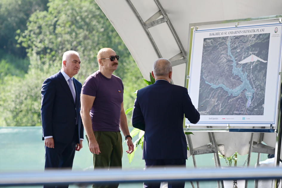 Prezident Laçında açılış etdi, su anbarının təməlini qoydu (FOTO)