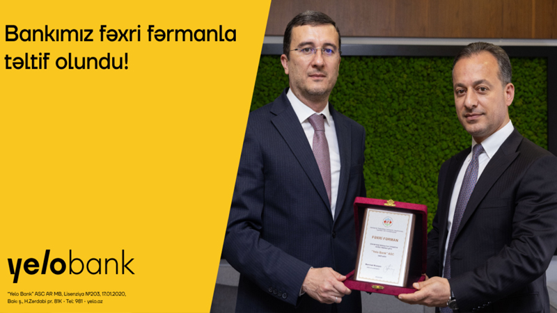 Yelo Bank Azərbaycan Sahibkarlar Konfederasiyasının fəxri fərmanına layiq görülüb