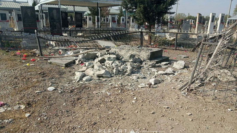 Tərtərdə dəfn zamanı qəbiristanlığa mərmi atıldı: 3 mülki şəxs öldü, 3-ü yaralandı (FOTO)