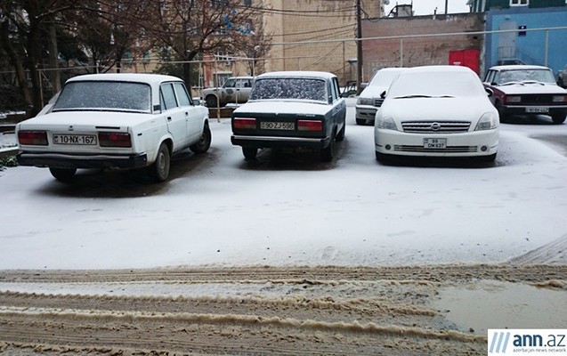 Bakıya da qar yağdı - Fotolar