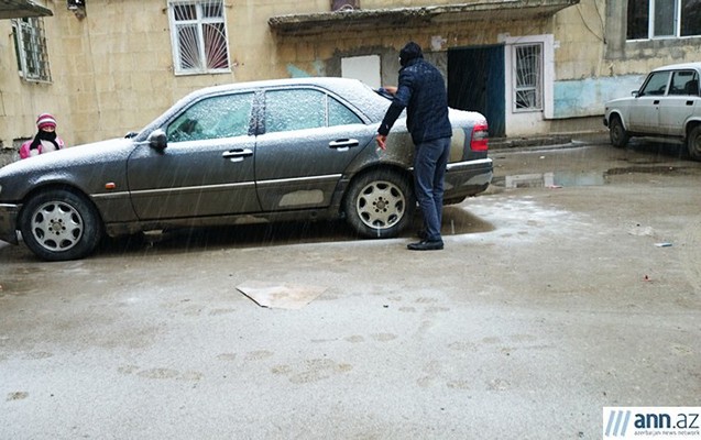 Bakıya da qar yağdı - Fotolar
