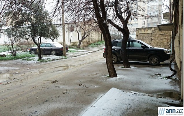 Bakıya da qar yağdı - Fotolar