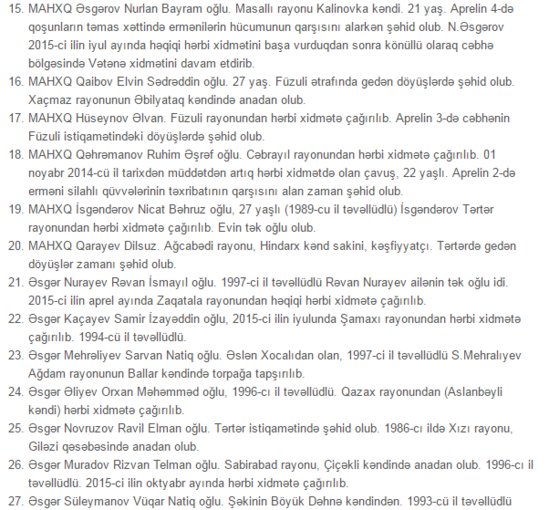 1-5 aprel arası döyüşdə həlak olan ŞƏHİDLƏRİMİZİN TAM SİYAHISI - FOTOLAR
