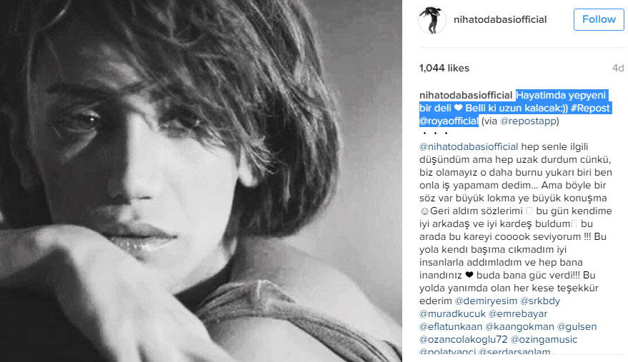 Türkiyəli məşhur Röyadan yazdı: "Həyatımda yeni bir dəli" - FOTO